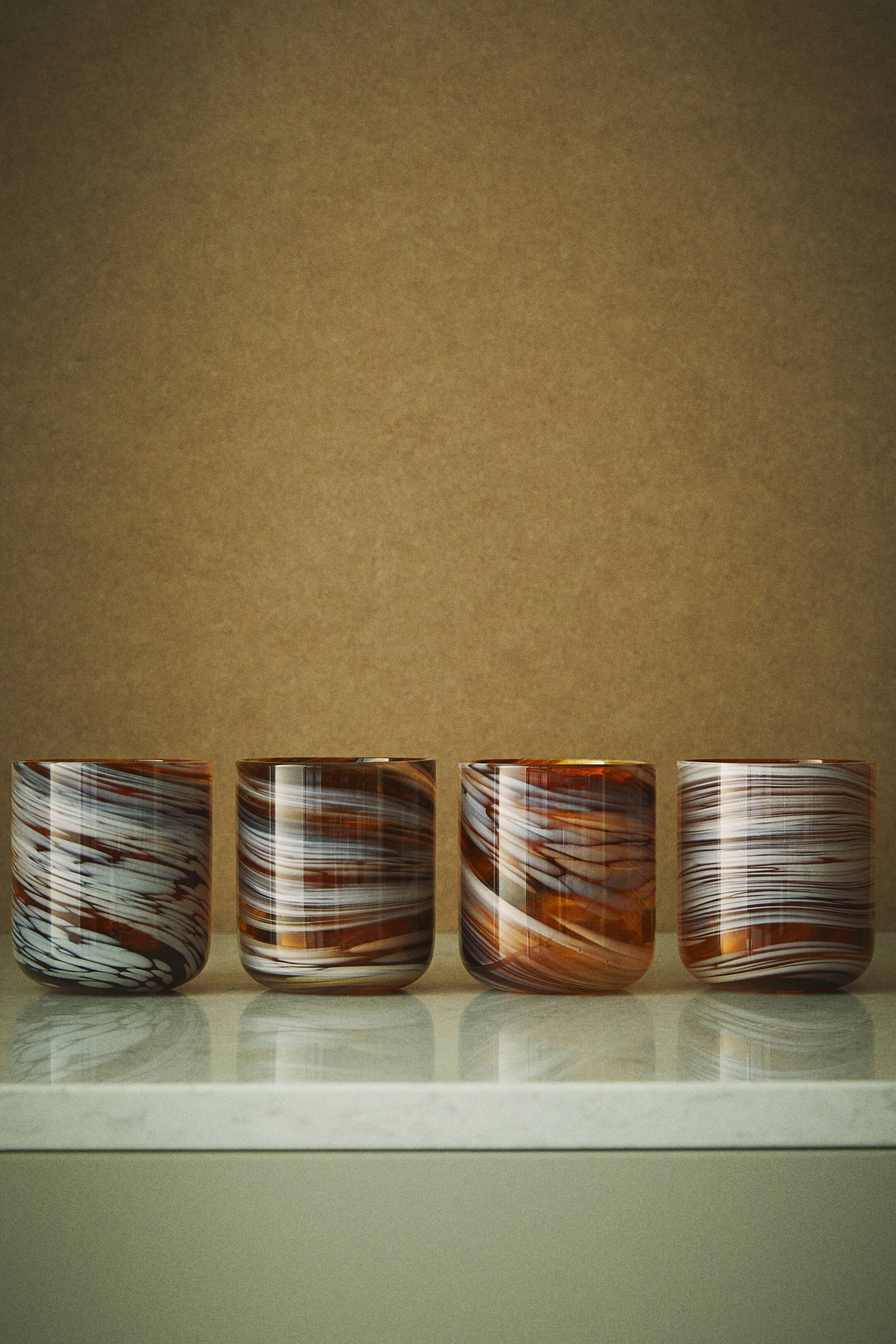 4-pack patterned tumblers - Brown/Swirls - Home All | H&M GB | H&M (UK, MY, IN, SG, PH, TW, HK)