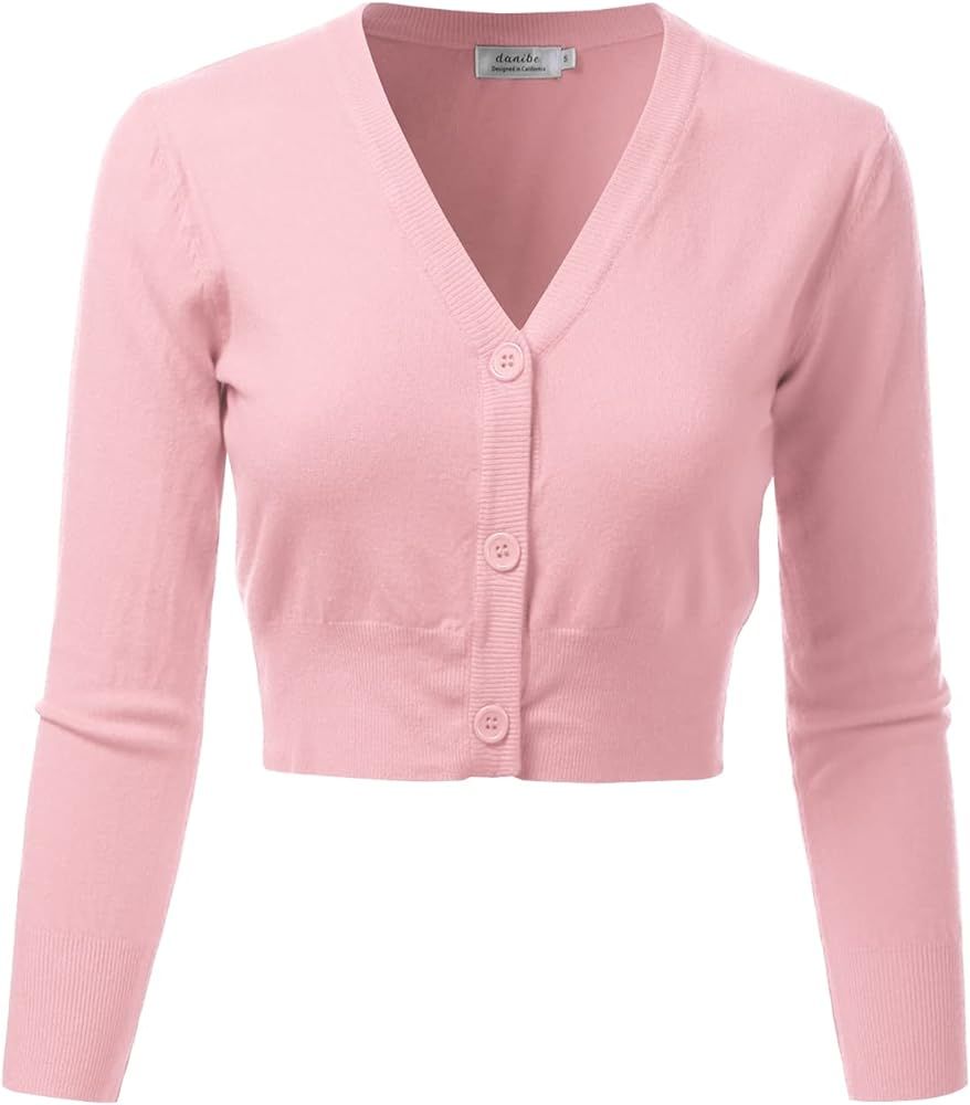 Women's 3/4 Sleeve Soft Open Front Cropped Sweater Cardigan (S-XXL) | Amazon (US)