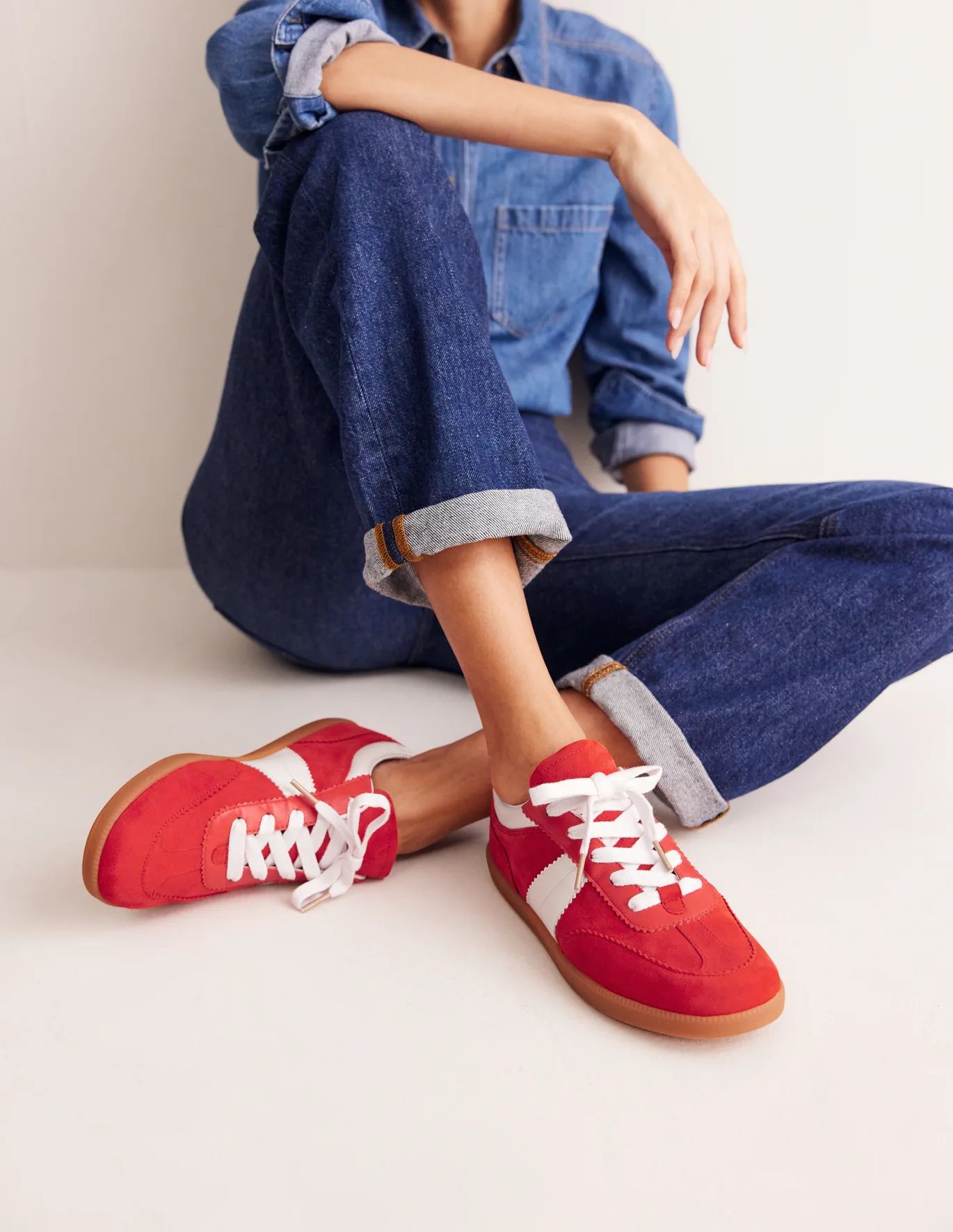 Erin Retro Tennis Trainers - Red | Boden UK | Boden UK