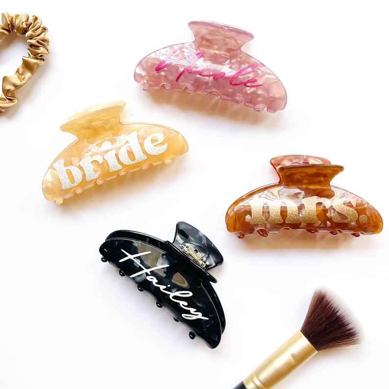 Custom Claw Clip Personalized Bridesmaid Gift Wedding Gift - Etsy | Etsy (US)