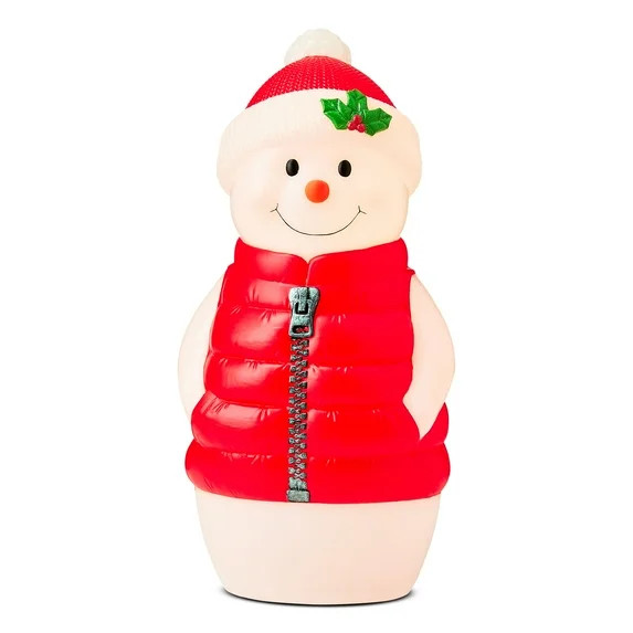 Lighted Blow Mold Puffer Snowman Outdoor Christmas Decoration, Multicolor, 24", by Holiday Time | Walmart (US)