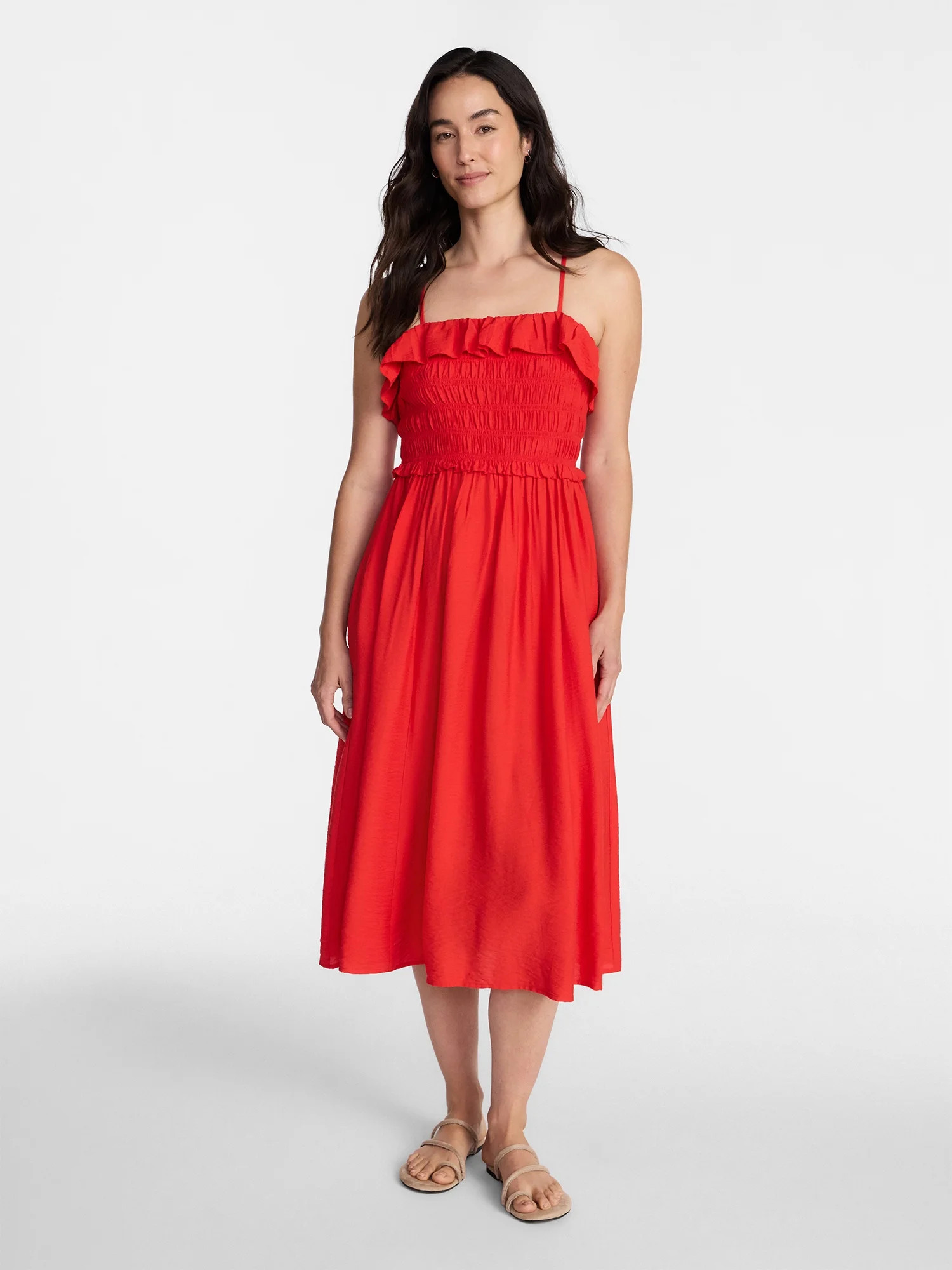 Time and Tru Women's Sleeveless Smocked Midi Dress, Sizes XS-XXXL | Walmart (US)