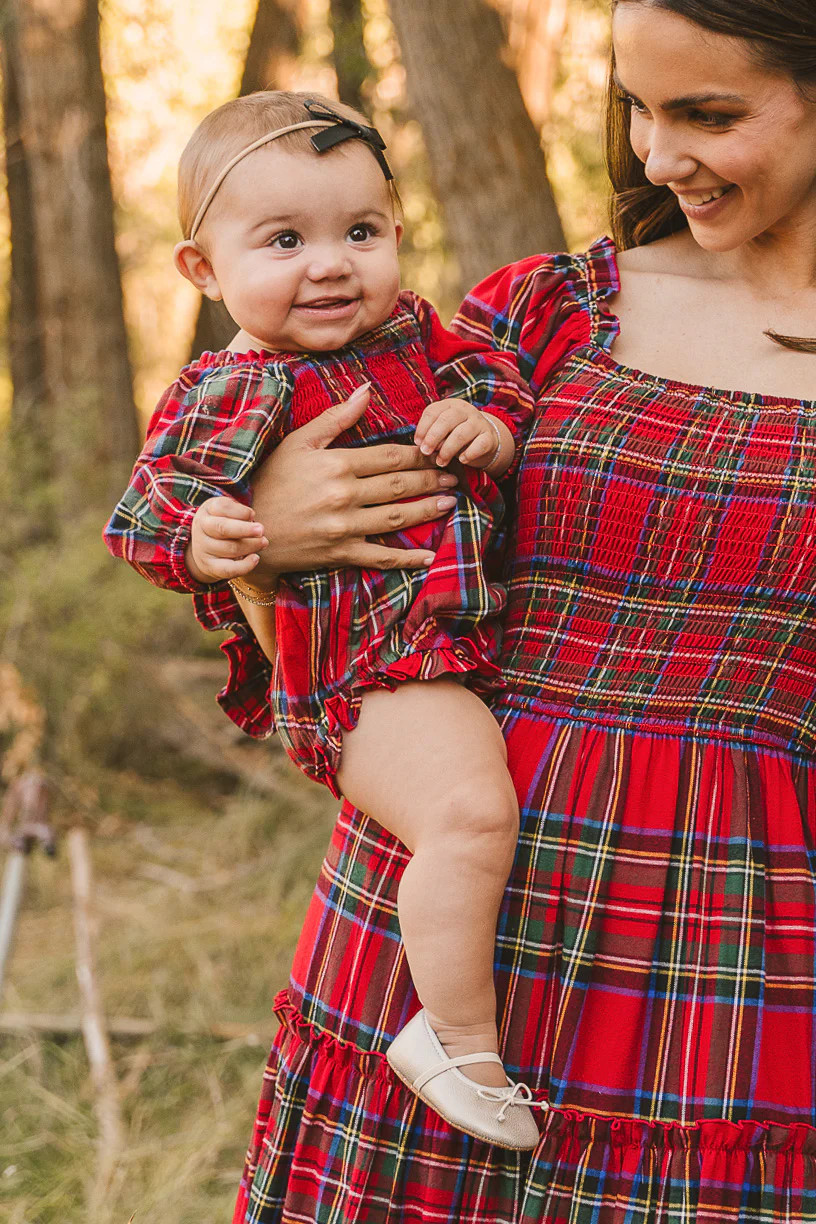 Baby Madeline Romper in Holiday Plaid | Ivy City Co
