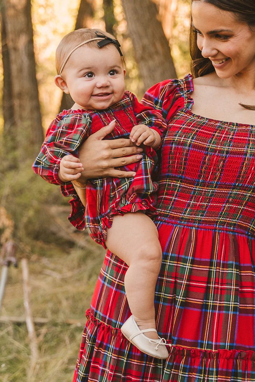 Baby Madeline Romper in Holiday Plaid | Ivy City Co