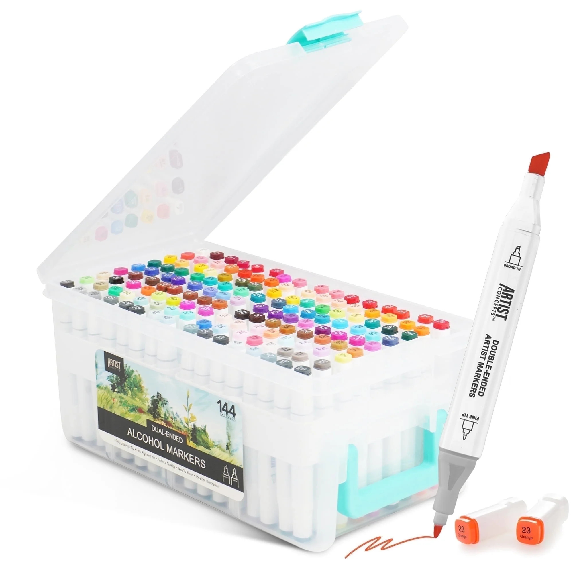 Artist Concepts Dual Tip Alcohol Markers, Smooth and Vibrant Colors for Coloring books, 144 count | Walmart (US)