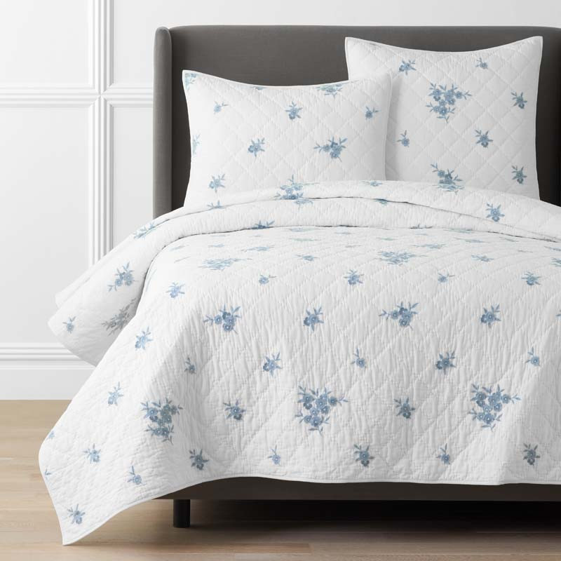 Brinda Floral Quilt - White, Twin/Twin XL | The Company Store