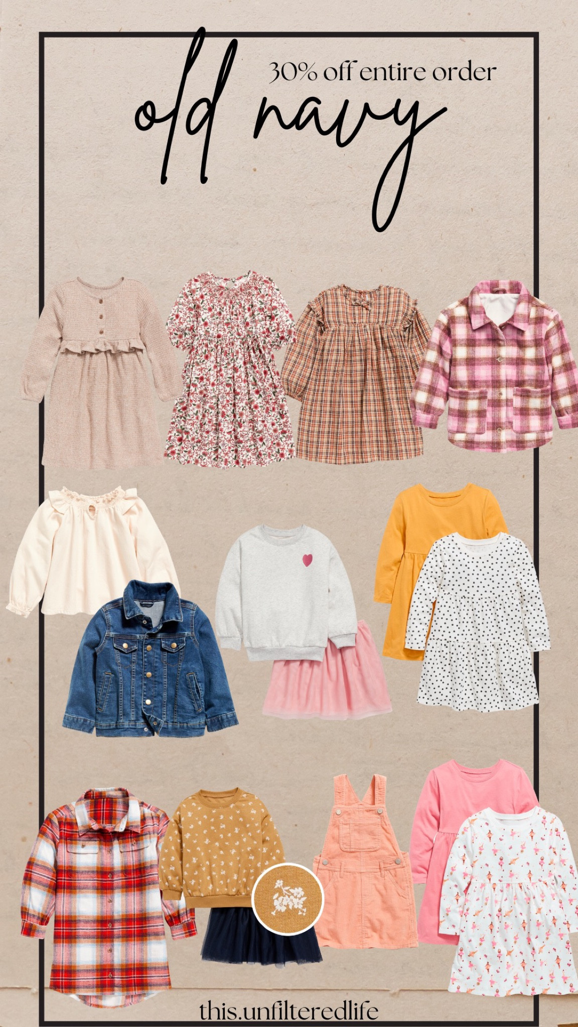 30% off entire order at old navy

Fall stackers / fall outfits / fall jackets / straight jeans / mom jeans / old navy / old navy sale / toddler outfits / toddler boy / toddler girl / affordable style / fall dresses / wedding guest dresses 




#LTKsalealert #LTKcurves #LTKSeasonal
