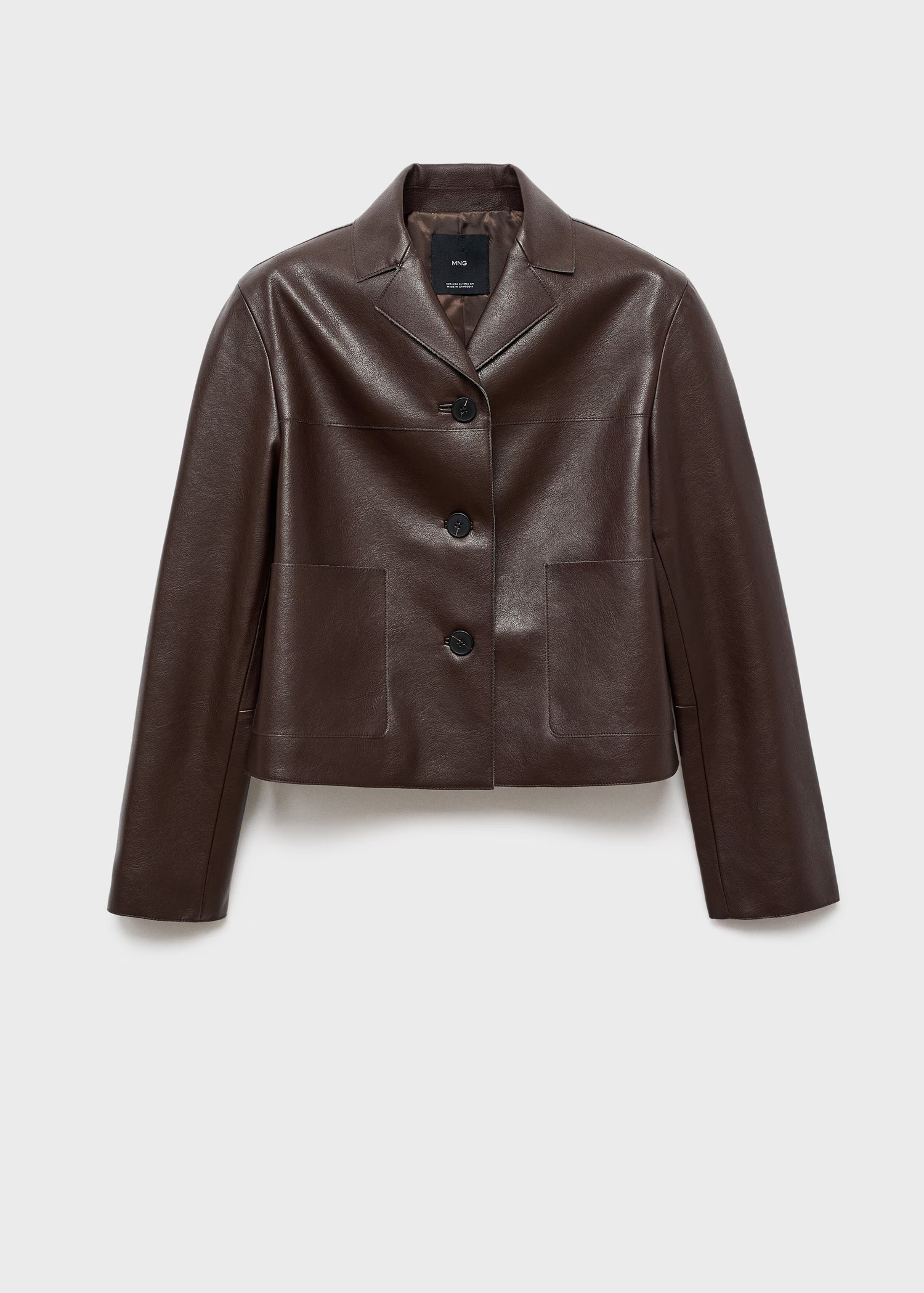 Leather-effect jacket with pockets - Women | MANGO USA | Mango (US/MX/AU)