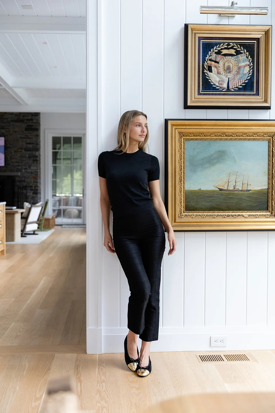 Women's Dupioni Silk Pant - High Rise, Cropped Straight Leg - Noir Black | Julia Amory