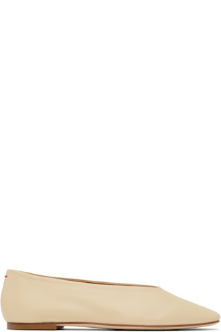 Beige Kirsten Leather Ballerina Flats | SSENSE