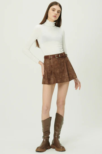 Isla Faux Suede Pleated Skort | Storets (Global)