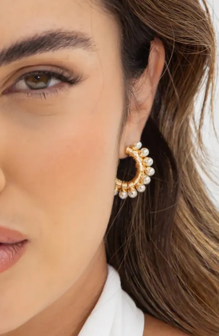 x SHARINA Wrapped Pearl Hoop Earrings | Nordstrom