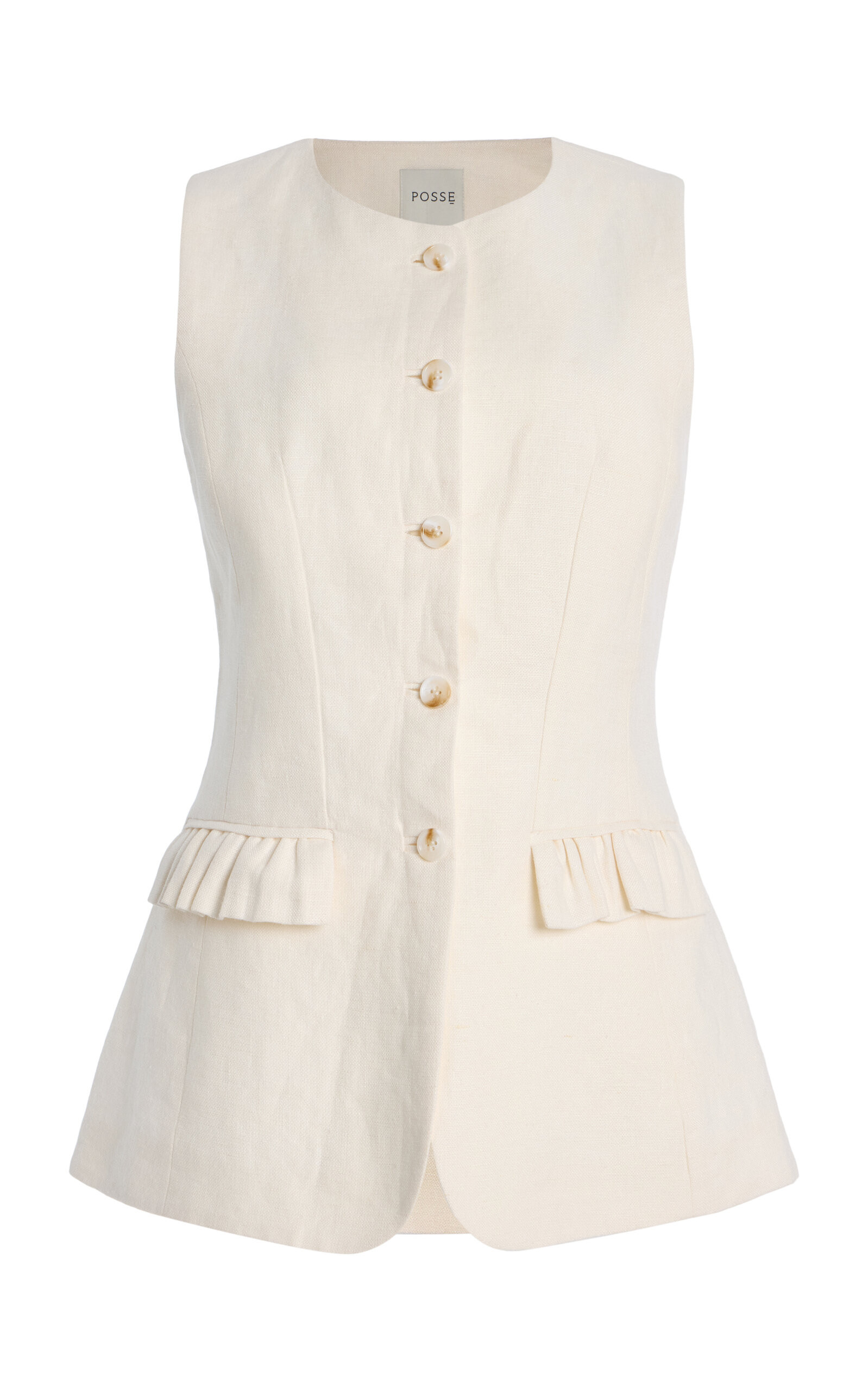Posse - Matilda Linen Vest - White - L - Moda Operandi | Moda Operandi (Global)
