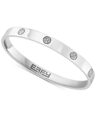 Effy Diamond Cluster Inset Bangle Bracelet (1/6 ct. t.w.) in Sterling Silver - Sterling Silver | Macy's
