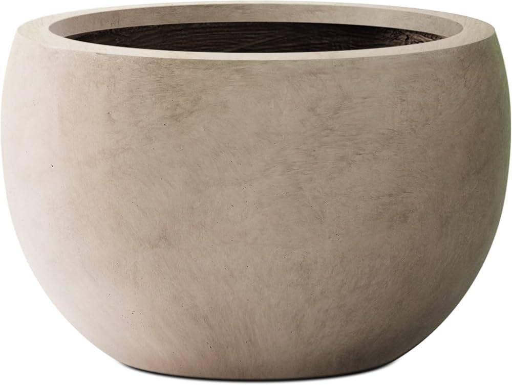 Kante 19.9" Dia Round Concrete Planter, Outdoor/Indoor Large Bowl Plant Pots with Drainage Hole a... | Amazon (US)