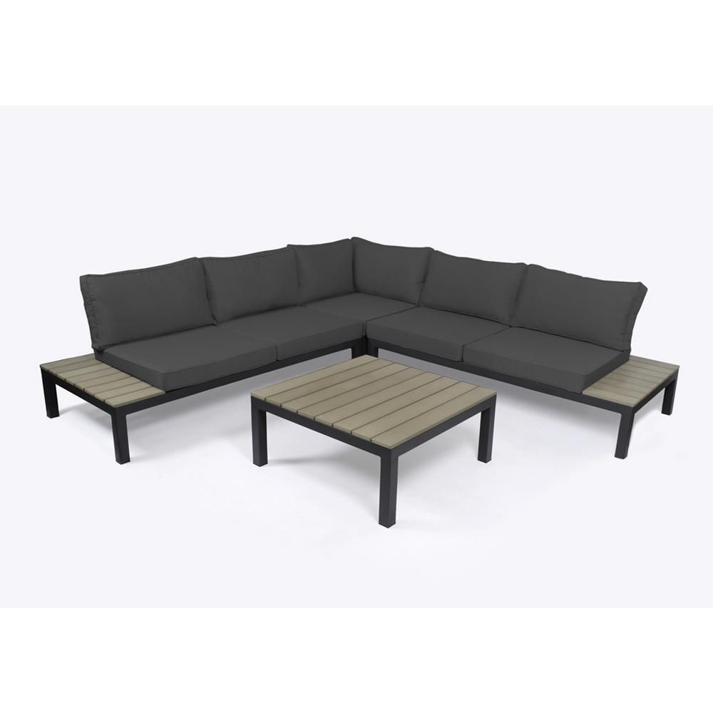 Tortuga Outdoor Lakeview Aluminum Outdoor Sectional Set with Charcoal Gray Cushions SKY-KD-SECTIO... | The Home Depot