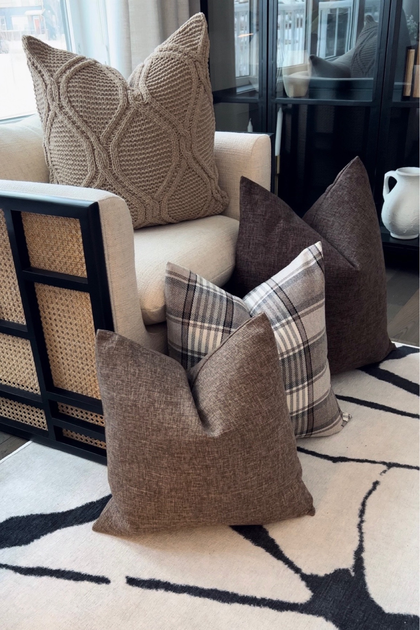 Living room perfection alert! 🍂🏡 Amp up your fall decor with fantastic throw pillow inserts and covers from Amazon—think brown plaid, chocolate linen, and classic browns. The highlight? The Colossal Handknit Pillow in Bronze from Pottery Barn. And don’t miss my favorite accent chair, the June Chair in Brushed Ebony from Scout and Nimble. This combo is a match made in heaven! Want a high-end look without the price? Scroll down to shop! 🛋️✨ #FallDecorFaves #LivingRoomDecor #HomeDecor

#LTKSaleAlert #LTKStyleTip #LTKHome