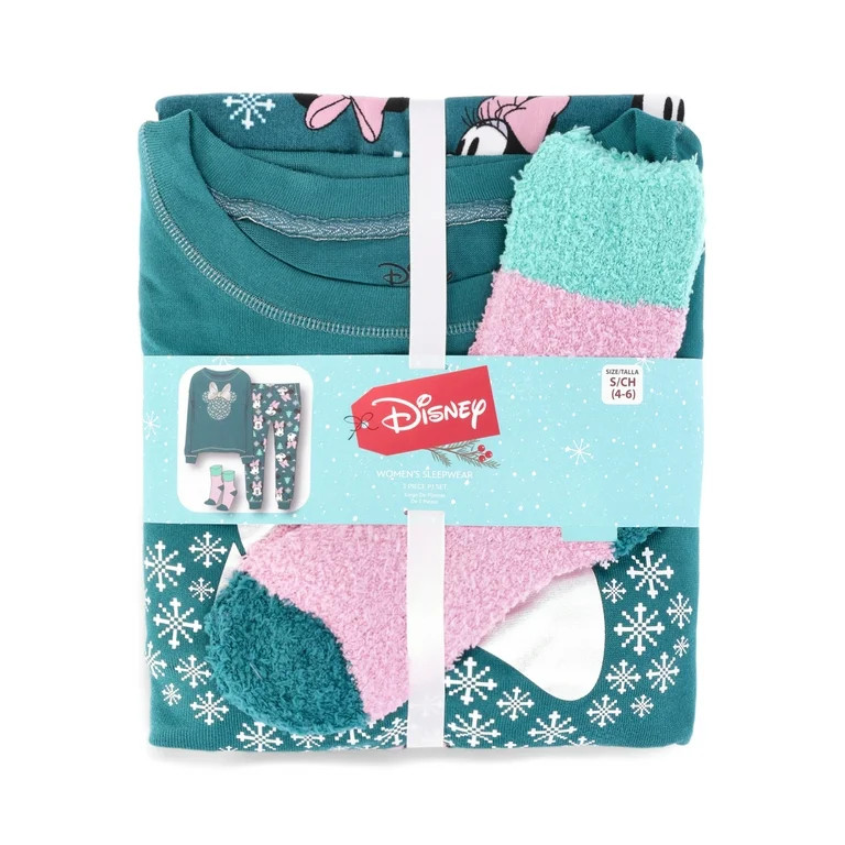 Disney Women's Minnie Mouse Lounge Top and Pants with Socks Set, 3-Piece, Sizes XS-3X | Walmart (US)