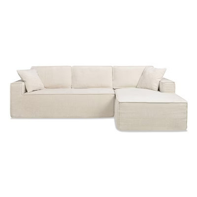 Jennifer Taylor Home Brenley 110.5" RAF Sofa-in-a-Box Sectional Sofa, Porcelain Light Beige Chenille | Target