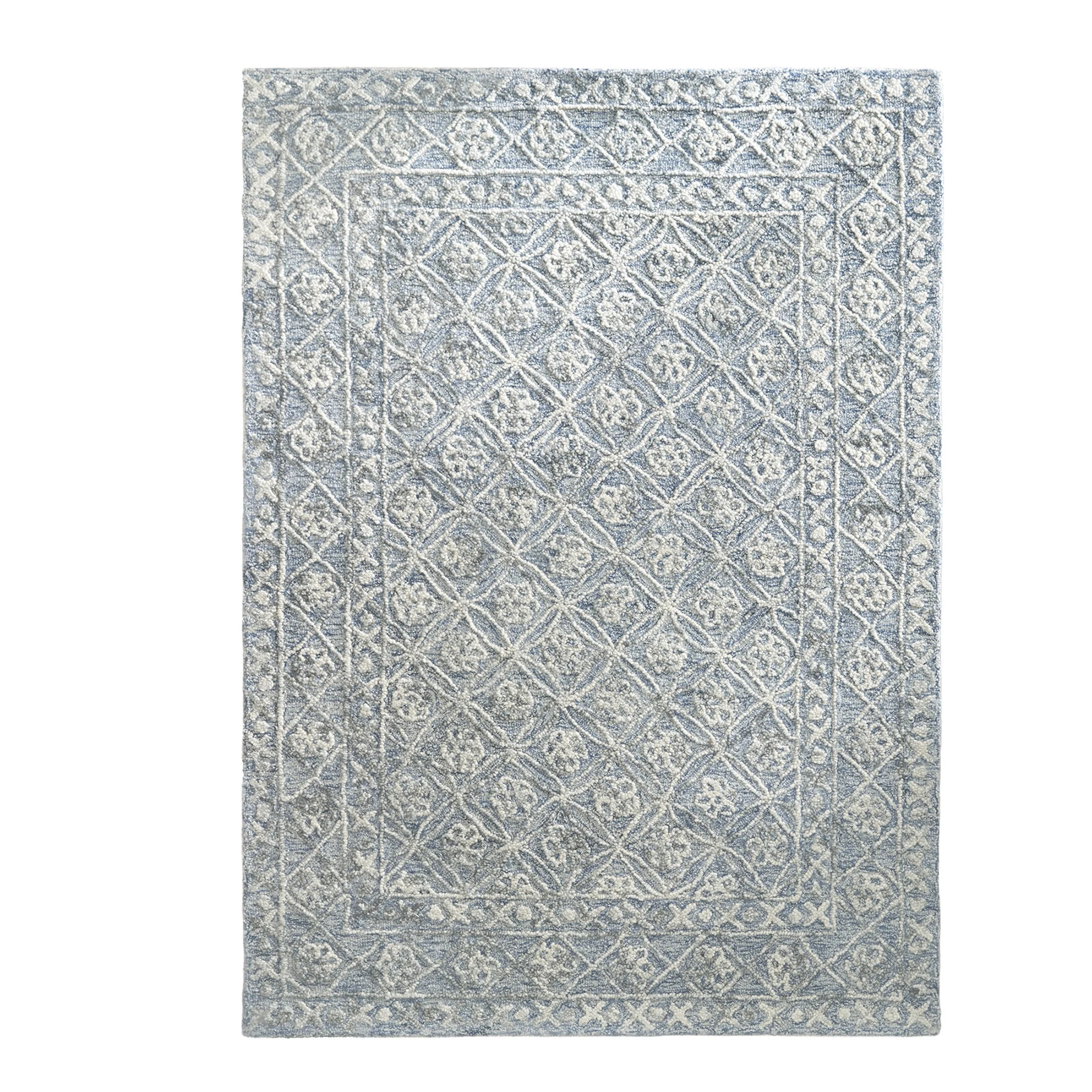 Better Homes & Gardens Blue/Silver Floral Trellis Indoor Area Rug, 5' x 7' | Walmart (US)