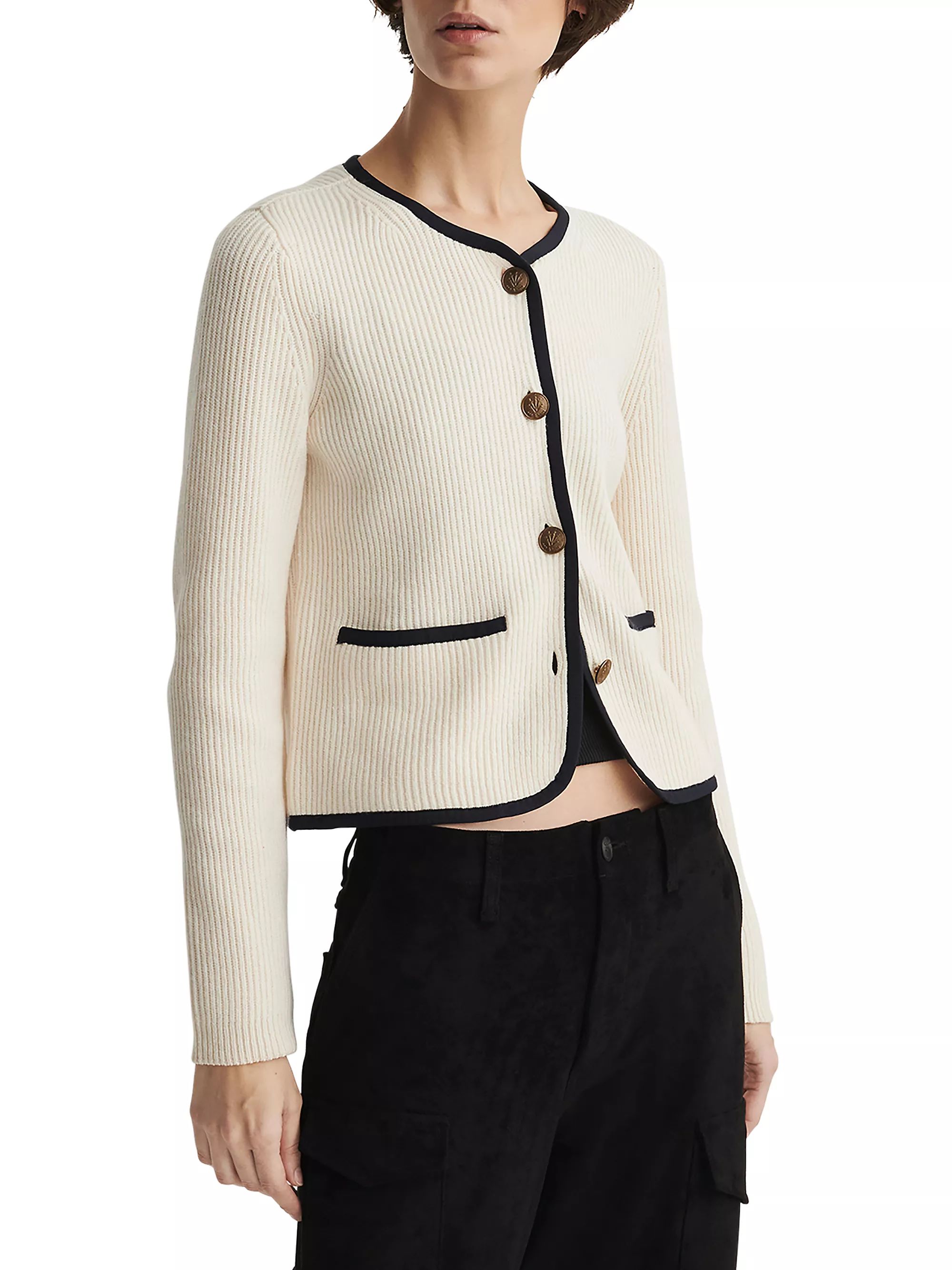 Nancy Wool-Blend Rib-Knit Cardigan | Saks Fifth Avenue