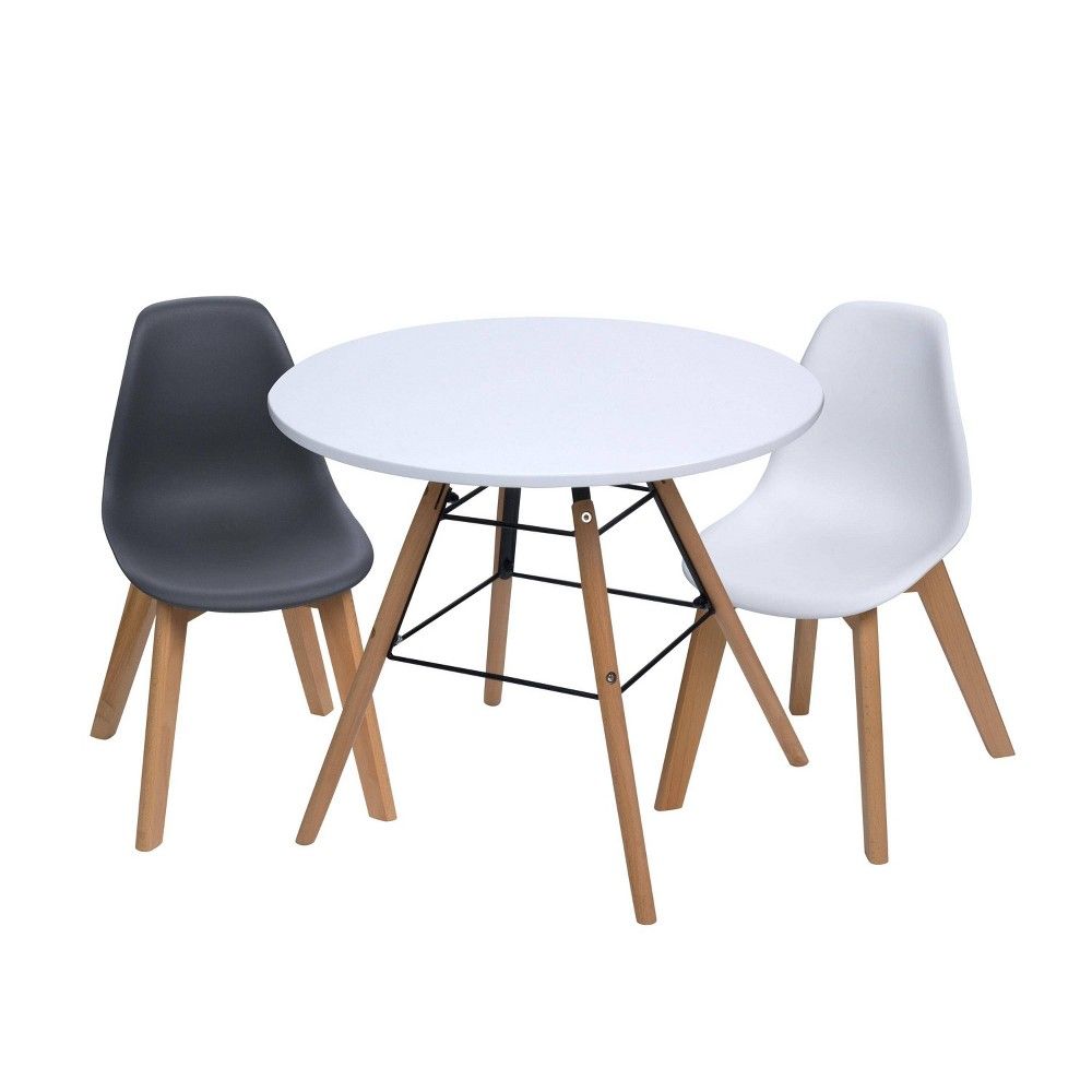 3pc Modern Kids' Round Table and Chair Set Black/White - Gift Mark | Target