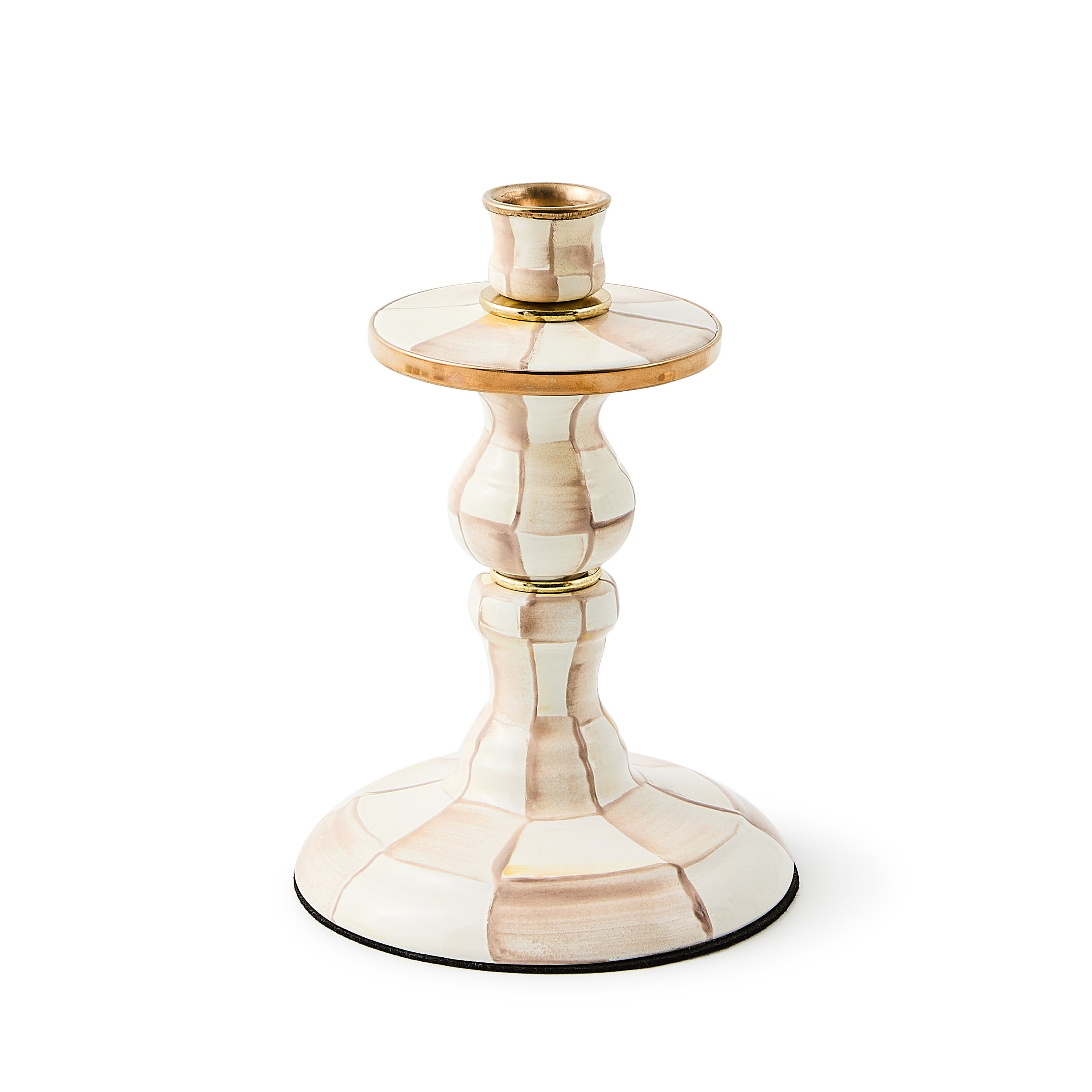 MacKenzie-Childs Mocha Check Small Candlestick | MacKenzie-Childs