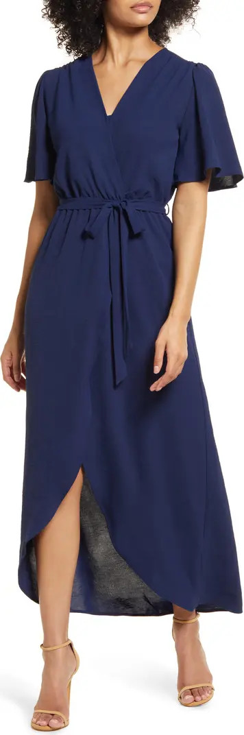 Fraiche by J Flutter Sleeve Faux Wrap Maxi Dress | Nordstrom | Nordstrom