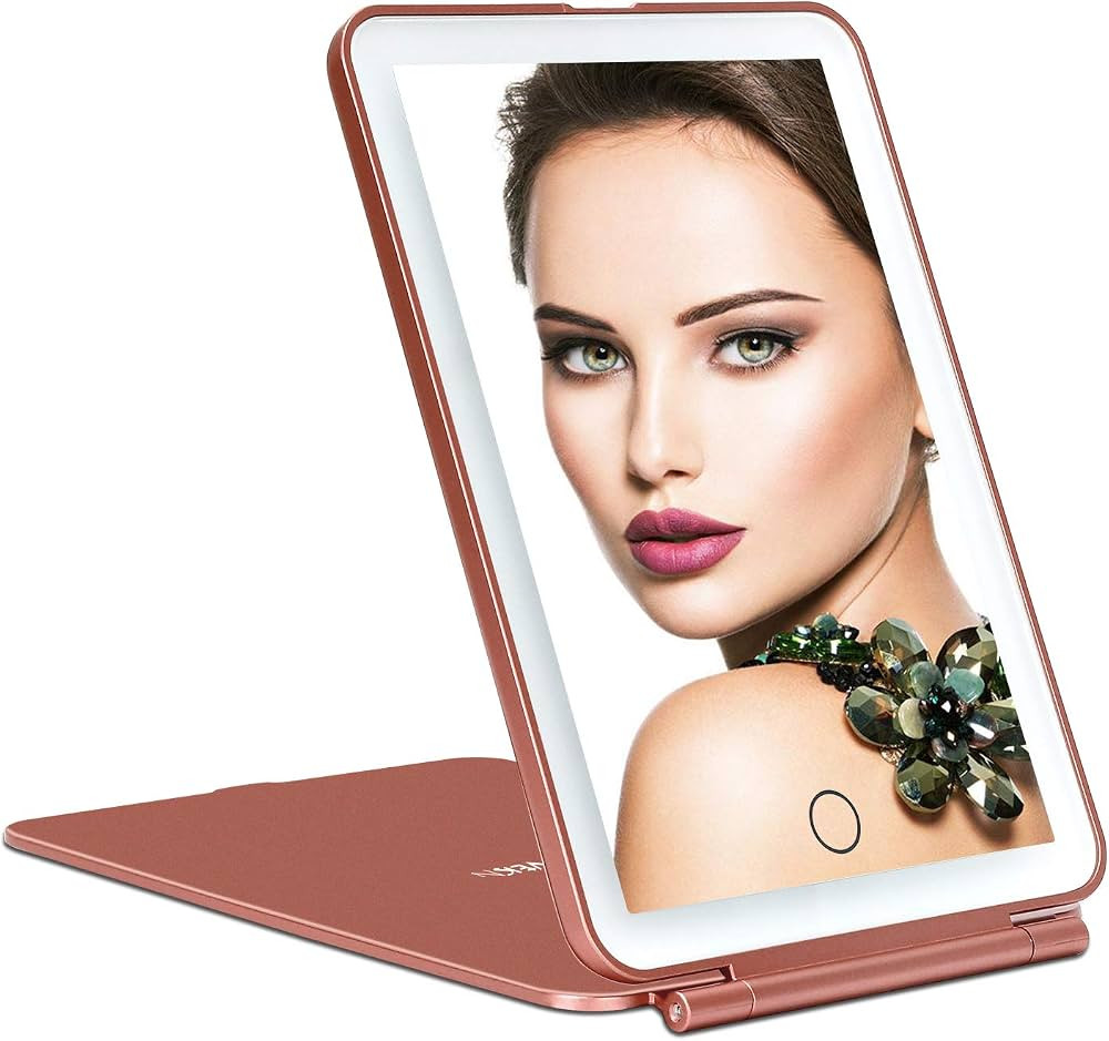 deweisn LED Makeup Mirror for Travel, 32 LEDs Lighted Vanity Mirrors with Dimmable Light,Compact,... | Amazon (US)