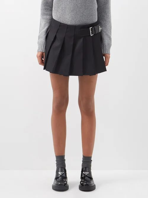 Prada - Pleated Re-nylon Mini Skirt - Womens - Black | Matches (UK)