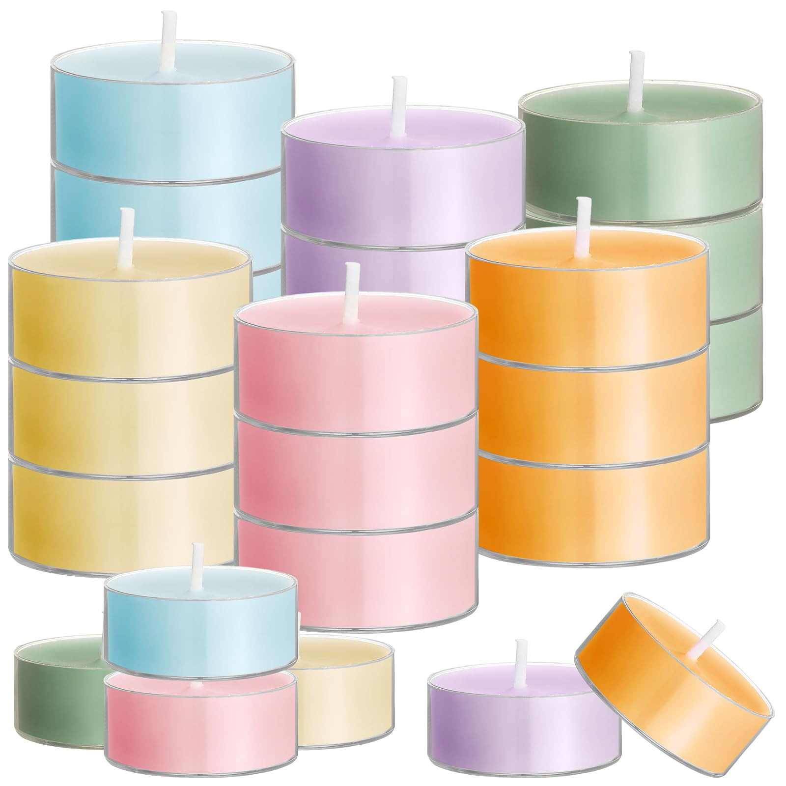 24 Pack Colored Scented Tealight Candles Bulk Spring Easter Small Fragrance Tea Lights in Clear C... | Amazon (US)