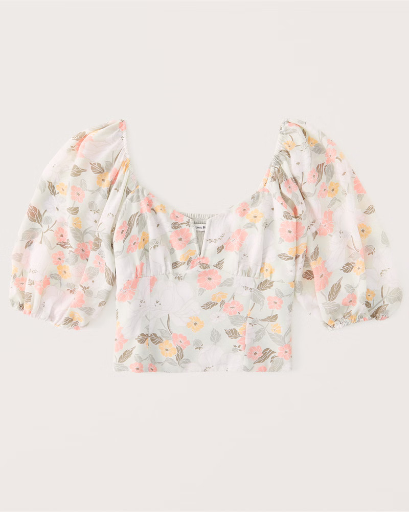 Women's Puff Sleeve Hardware Corset Top | Women's Tops | Abercrombie.com | Abercrombie & Fitch (US)