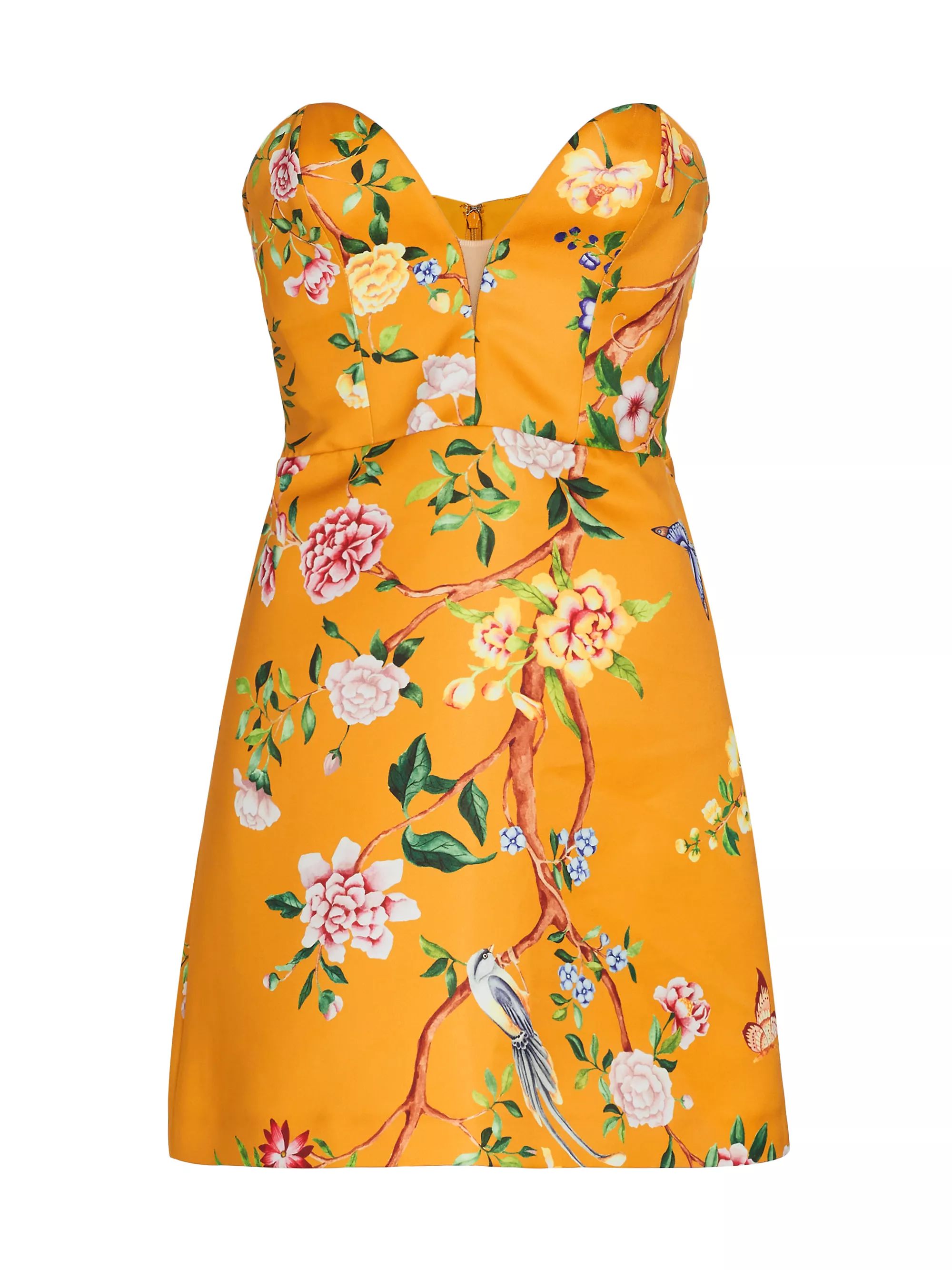 Floral Duchesse Satin Strapless Minidress | Saks Fifth Avenue