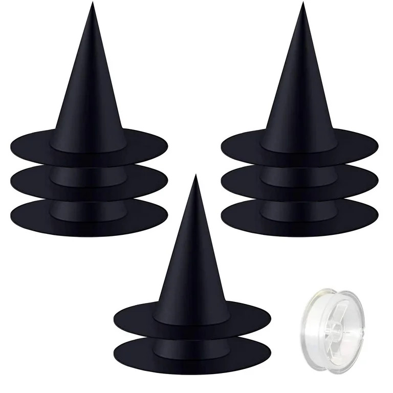 ZeeDix 8 Pcs 13 Inch Halloween Black Witch Hats- Halloween Hanging Decorations Witch Hat with 98 ... | Walmart (US)