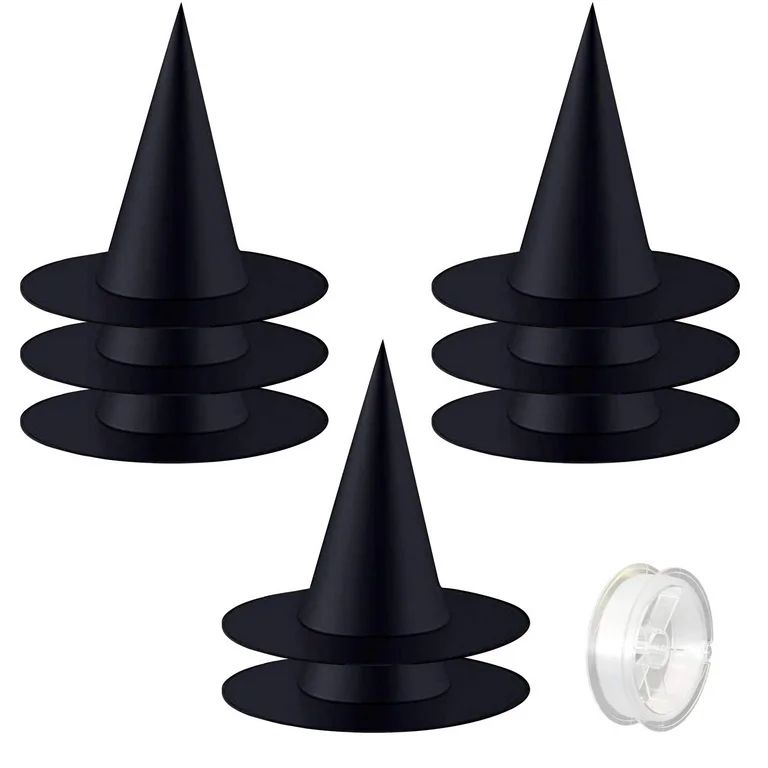 ZeeDix 8 Pcs 13 Inch Halloween Black Witch Hats- Halloween Hanging Decorations Witch Hat with 98 ... | Walmart (US)
