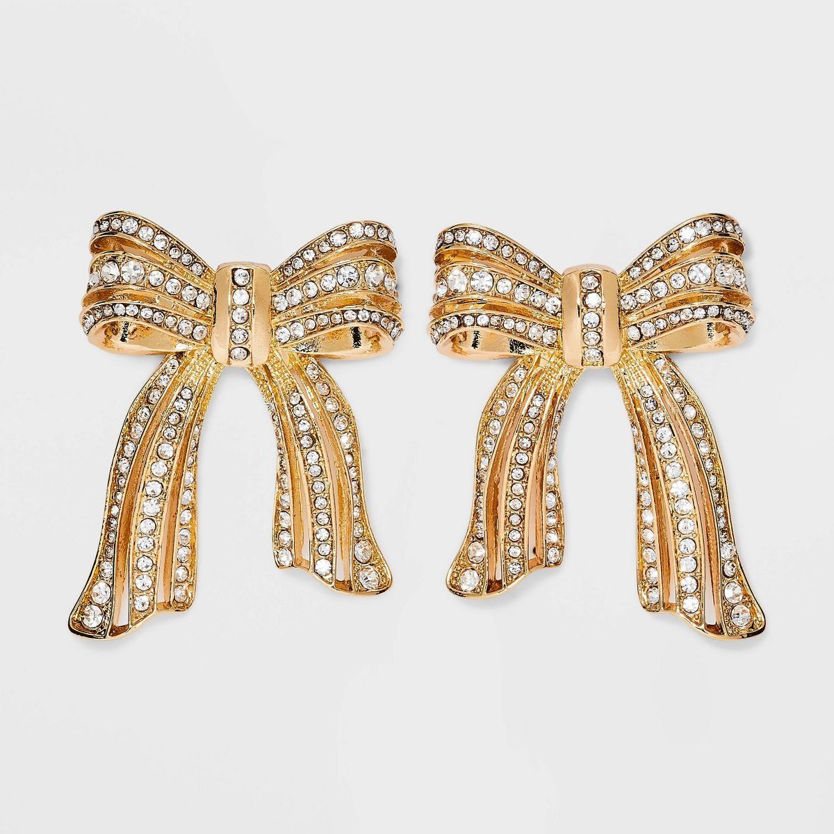 SUGARFIX by BaubleBar Crystal and Gold Bow Statement Stud Earrings - Gold | Target