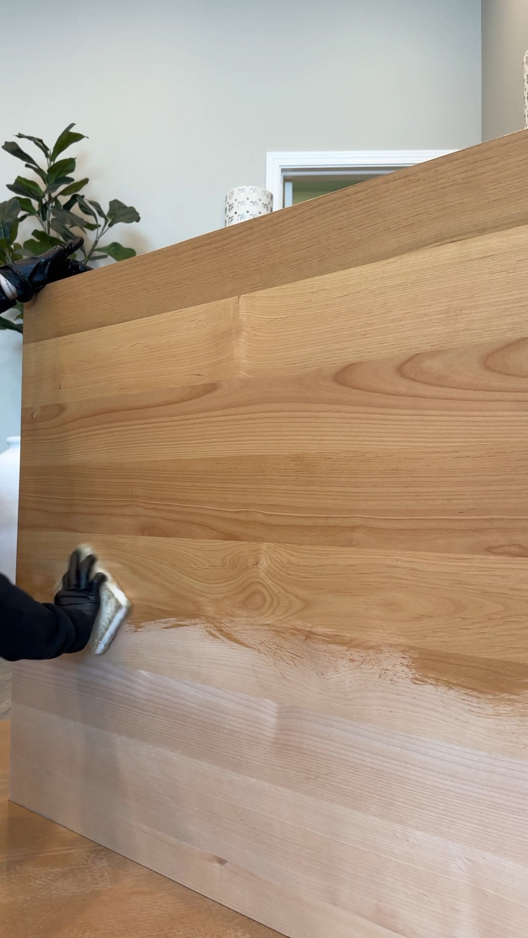 Custom finish on this Alder desk | Used Rubio Monocoat Oil Plus 2 C in the colors Pure, Antique Bronze & Oak mixed together |  Then applied a top coat of Rubio Sheen Plus to give a subtle shine to the wood. 

#LTKVideo #LTKhome