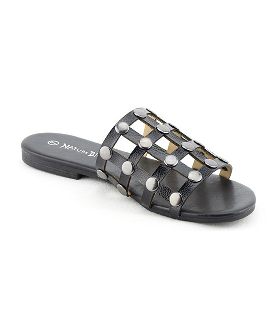 Nature Breeze Women's Sandals BLACK - Black Studded Adrian Sandal - Women | Zulily