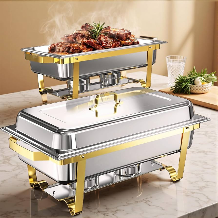 Chafing Dishes for Buffet 2 Pack, 11QT [Large Size and Sturdy] Stainless Steel Food Warmers for P... | Amazon (US)