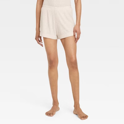 Women's Cozy Ribbed Shorts - Auden™ Oatmeal XS | Target