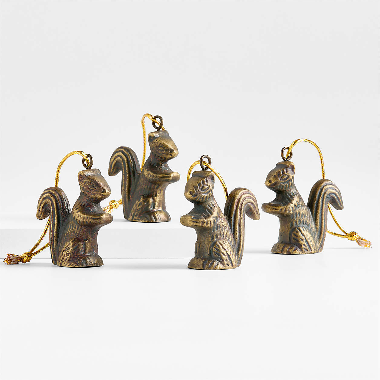 Metal Squirrel Christmas Tree Ornament, Set of 4 | Crate & Barrel | Crate & Barrel