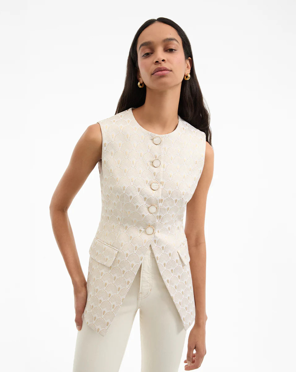 Lois Gold-Print Vest | Veronica Beard