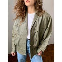 Vintage 80S Green Leather Jacket | Etsy (US)