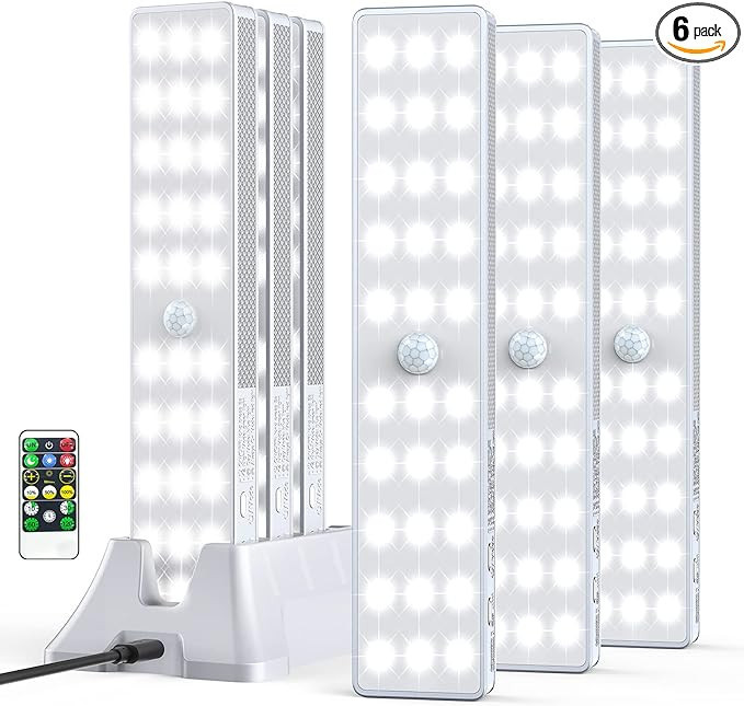 LED Closet Light with Charging Station, 30LEDs Dimmer Rechargeable Motion Sensor Under Cabinet Li... | Amazon (US)