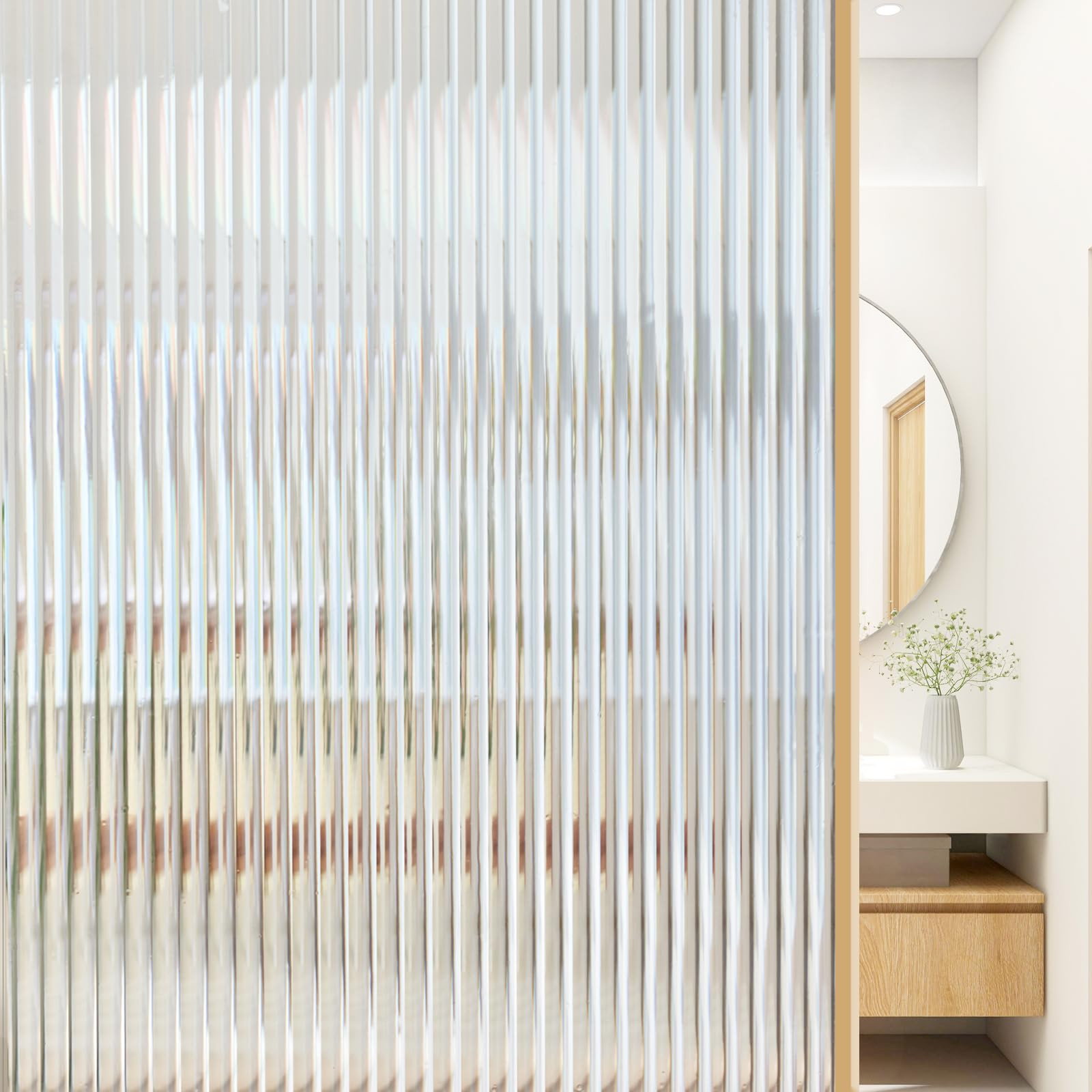 Window Privacy Film, Stained Glass Window Film, 3D Reeded Glass Window Film, Frosted Window Stick... | Amazon (US)