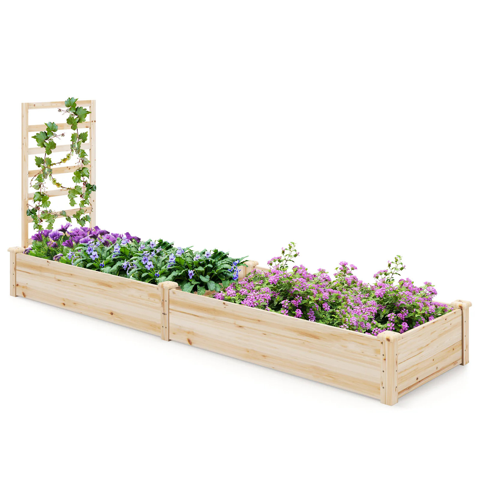 Poinic 10-cu ft 25-in W x 93-in L x 9-in H Elevated Wood Wood Raised Garden Bed Large in Brown | CWZT4096NA | Lowe's