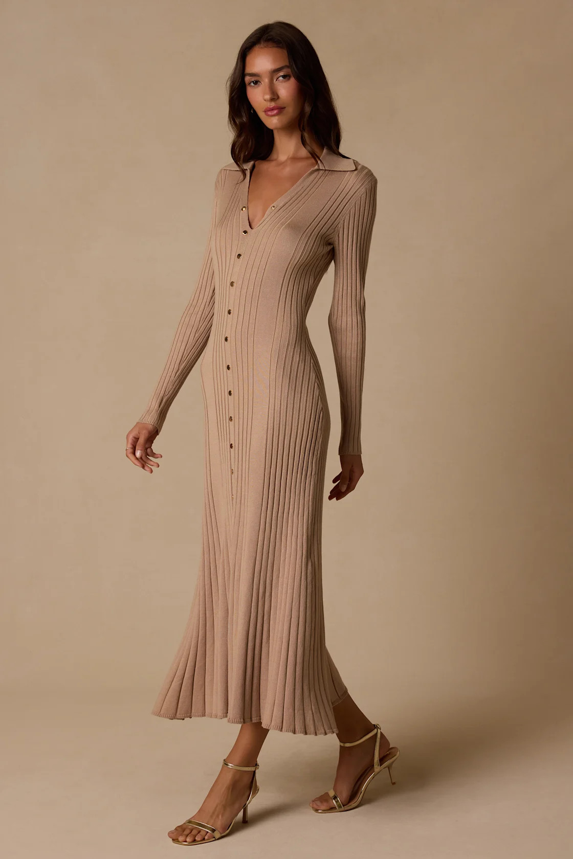 Quincy Beige Collared Sweater Dress | Lulus