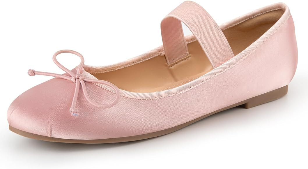 Trary Ballet Flats for Women, Mary Jane Shoes for Women, Women's Flats, Satin Black Flats for Wom... | Amazon (US)