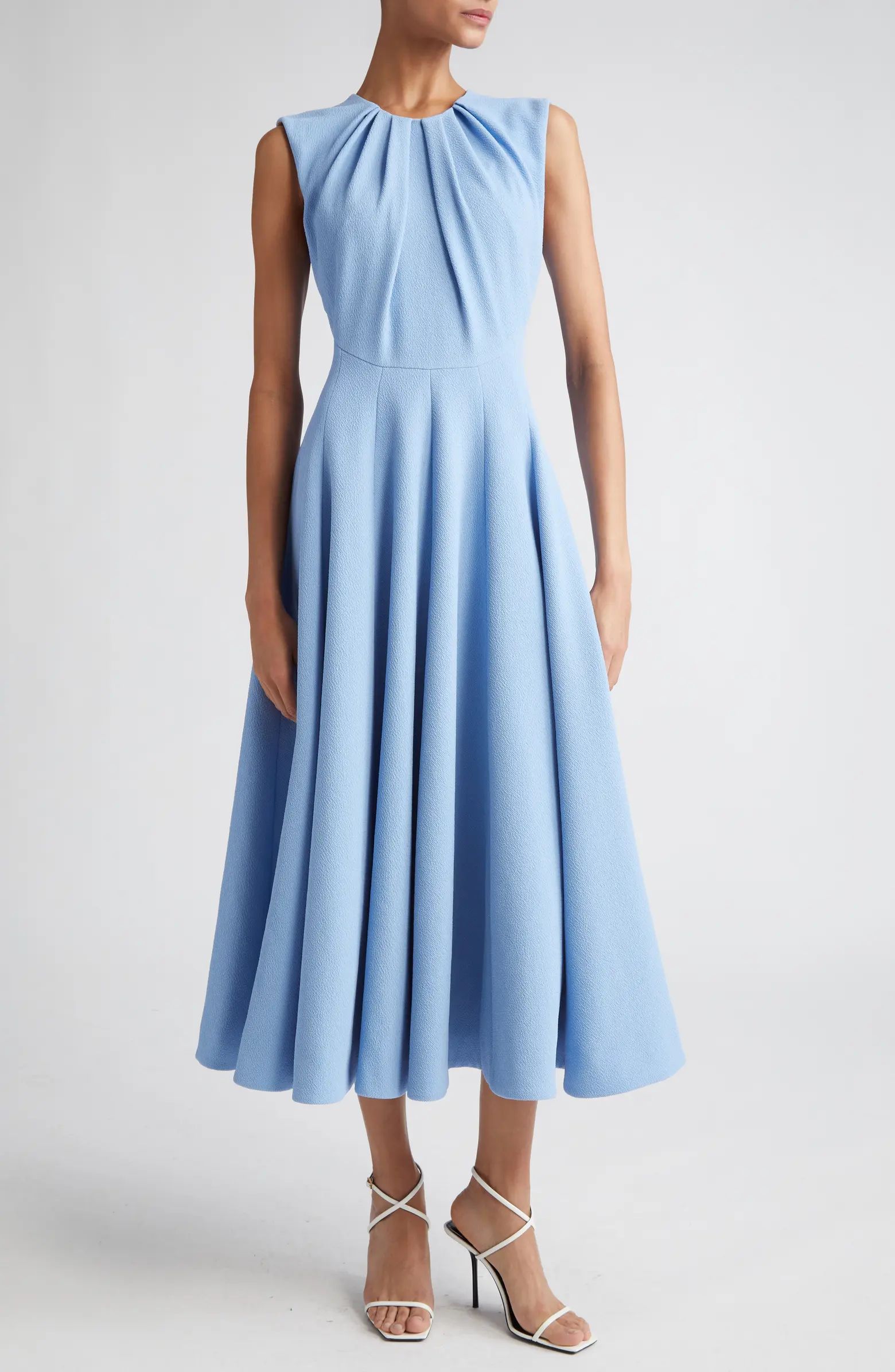 Emilia Wickstead Marlen Pleated Double Crepe A-Line Dress | Nordstrom | Nordstrom