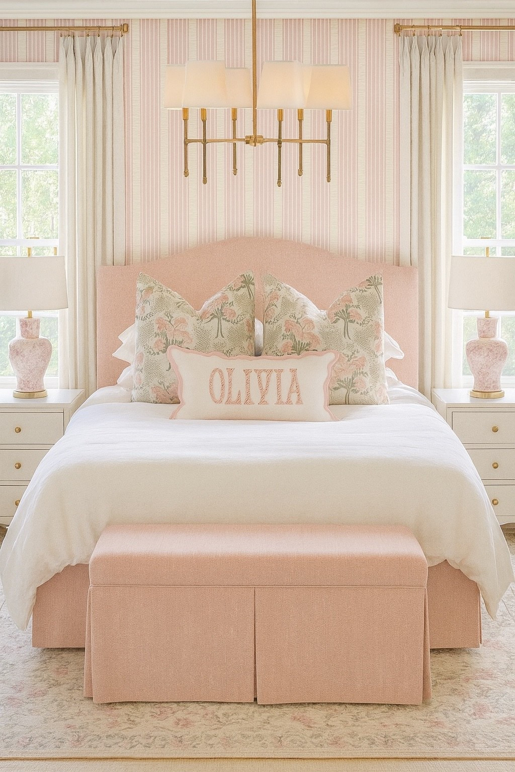 Pretty in pink girly bedroom layered in comfort 

#bedroom #girlsbedroom #guestroom #homede or 

#LTKKids #LTKHome #LTKSaleAlert